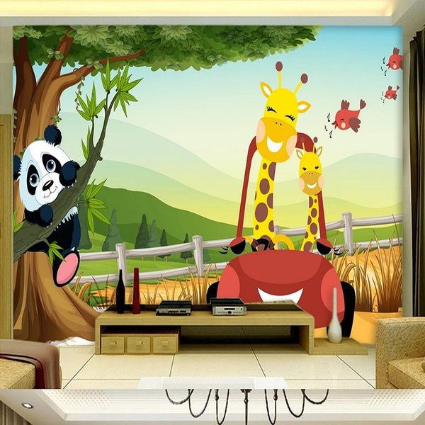 custom large mural 3d wallpaper cartoon children's playground giraffe child bedroom mural tv back wall decor deep 5d embossed