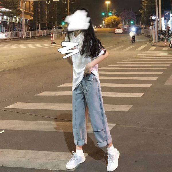 loose-fitting fake pockets, wide-fitting straight-leg pants, korean version of the summer ins students slim, appear nine-point j, Blue
loose-fitting fake pockets, wide-fitting straight-leg pants, korean version of the summer ins students slim, appear nine-point j, Blue