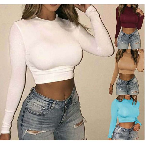 fashion design women t shirt long sleeve bare midriff t shirts solid color round neck crop spring autumn clothing s-2xl, Black
fashion design women t shirt long sleeve bare midriff t shirts solid color round neck crop spring autumn clothing s-2xl, Black