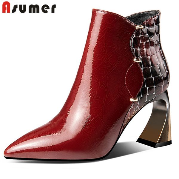 asumer 2020 patent leather ankle boots women pointed toe stone pattern high heels dress party wedding shoes woman, Black
asumer 2020 patent leather ankle boots women pointed toe stone pattern high heels dress party wedding shoes woman, Black