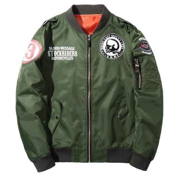 mens designer bomber jackets autumn street style skulls patch embroidery long sleeved stand collar coats mens fashion flight jackets, Black;brown
mens designer bomber jackets autumn street style skulls patch embroidery long sleeved stand collar coats mens fashion flight jackets, Black;brown