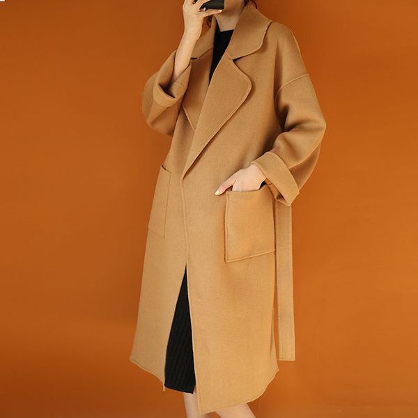 double-sided cashmere coat mid-long 2019 new hepburn style black plus large anti-season autumn winter wool coat
double-sided cashmere coat mid-long 2019 new hepburn style black plus large anti-season autumn winter wool coat