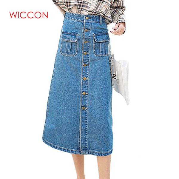 single-breasted denim skirt women summer split knee-length vintage high waist skirts, Black
single-breasted denim skirt women summer split knee-length vintage high waist skirts, Black