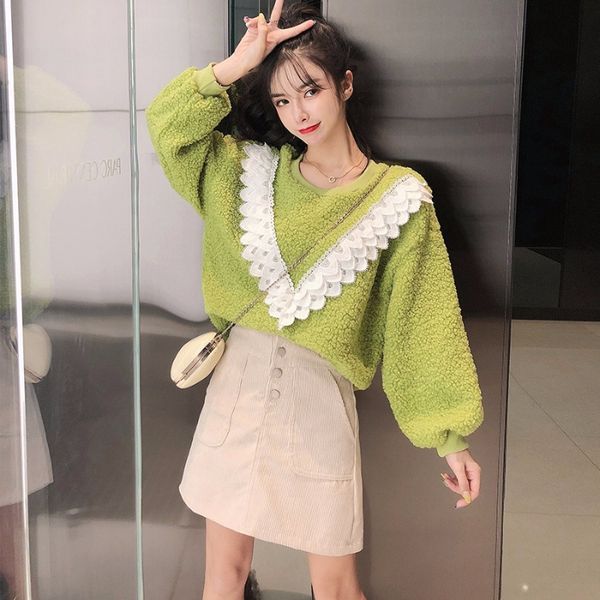 women's sweaters fashion brand patchwork ruffles o-neck sweet knitted clothing pullovers loose spring autumn, White;black
women's sweaters fashion brand patchwork ruffles o-neck sweet knitted clothing pullovers loose spring autumn, White;black