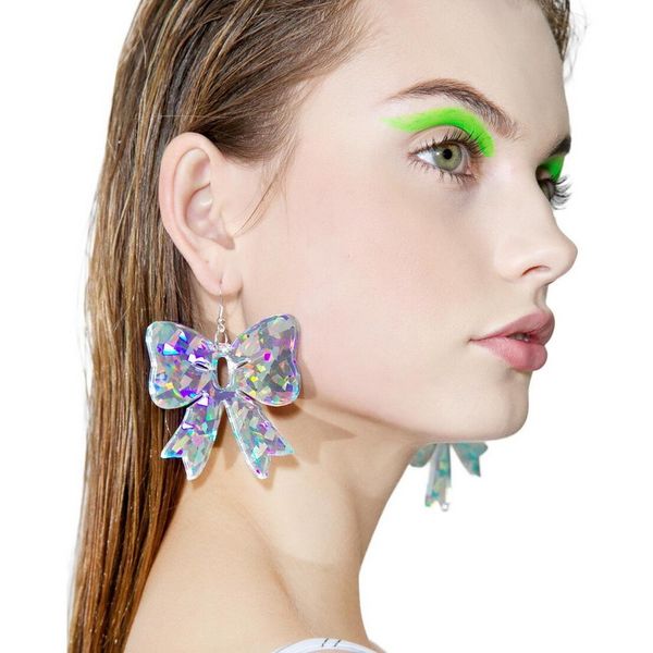 new club shiny butterfly acrylic laser film charm necklaces women pendientes mujer moda kolczyki big color long bowknot necklace, Silver 
new club shiny butterfly acrylic laser film charm necklaces women pendientes mujer moda kolczyki big color long bowknot necklace, Silver