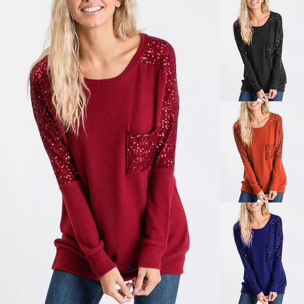 fashion women's long sleeve panel leopard print o-neck blouse pullover solid sequined patchwork panel women's top, White
fashion women's long sleeve panel leopard print o-neck blouse pullover solid sequined patchwork panel women's top, White