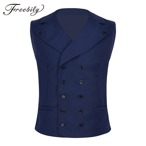 autumn men suit vest lapel collar v-neck sleeveless button down double breasted slim fit solid color business dress waistcoat, Black;white
autumn men suit vest lapel collar v-neck sleeveless button down double breasted slim fit solid color business dress waistcoat, Black;white