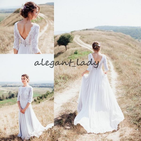 vintage inspired open back lace wedding dresses 2019 jewel neck full length long sleeve country bohemian bridal wedding gown, White
vintage inspired open back lace wedding dresses 2019 jewel neck full length long sleeve country bohemian bridal wedding gown, White