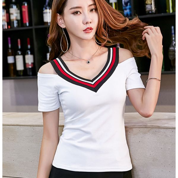 v neck t shirt women summer korean fashion strapless patchwork tshirt white short sleeve ladies camiseta feminina
v neck t shirt women summer korean fashion strapless patchwork tshirt white short sleeve ladies camiseta feminina