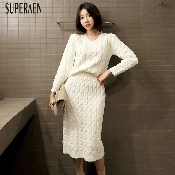 superaen new knitted women's sets spring 2019 v-neck long sleeve women pullovers sweater fashion casual skirt two-piece women, White
superaen new knitted women's sets spring 2019 v-neck long sleeve women pullovers sweater fashion casual skirt two-piece women, White