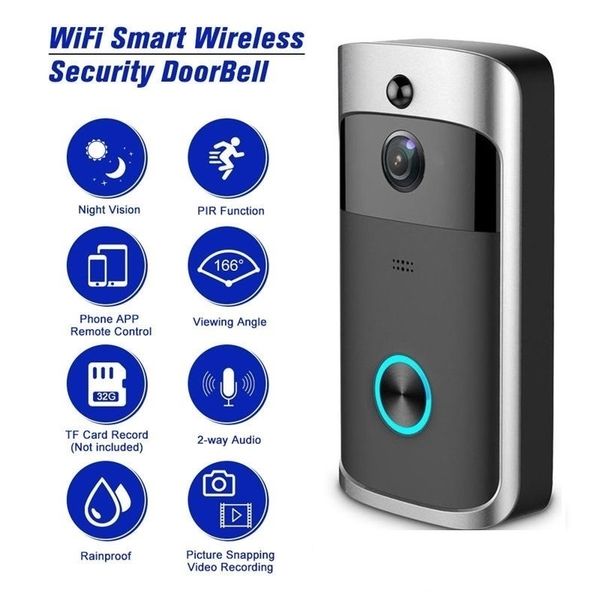 wireless doorbell smart security hd video camera two-way audio wide angle lens night vision, Black;white
wireless doorbell smart security hd video camera two-way audio wide angle lens night vision, Black;white