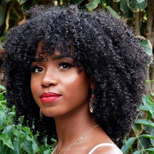 brazilian afro curly human hair wigswith bangs lace front pre plucked human hair wigs for african american women natural color, Black;brown
brazilian afro curly human hair wigswith bangs lace front pre plucked human hair wigs for african american women natural color, Black;brown