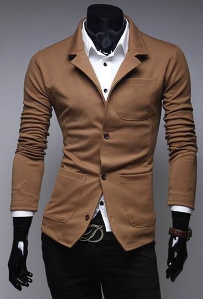 2018 spring new fashional single line buttons men's casual knit suit, White;black
2018 spring new fashional single line buttons men's casual knit suit, White;black
