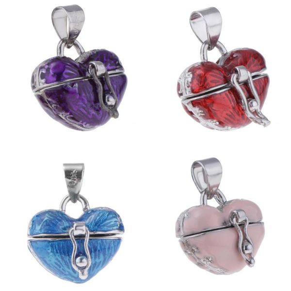 4 pieces enamel locket heart cremation keepsake urn human pet memorial jewelry locket heart, Silver 
4 pieces enamel locket heart cremation keepsake urn human pet memorial jewelry locket heart, Silver