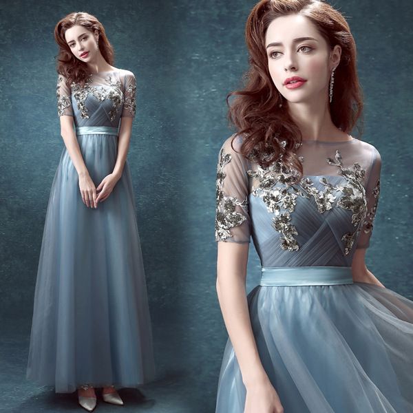 backlakegirls 2019 round neck tulle evening dresses short sleeves appliques sequined women dress for formal party a line, White;black
backlakegirls 2019 round neck tulle evening dresses short sleeves appliques sequined women dress for formal party a line, White;black