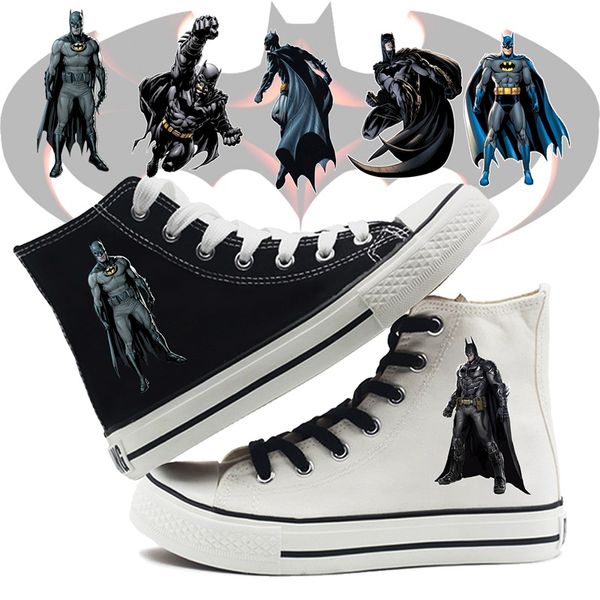 

dc comics justice league batman the dark knight cartoon high breathable canvas uppers sneakers college fashion shoe, Black