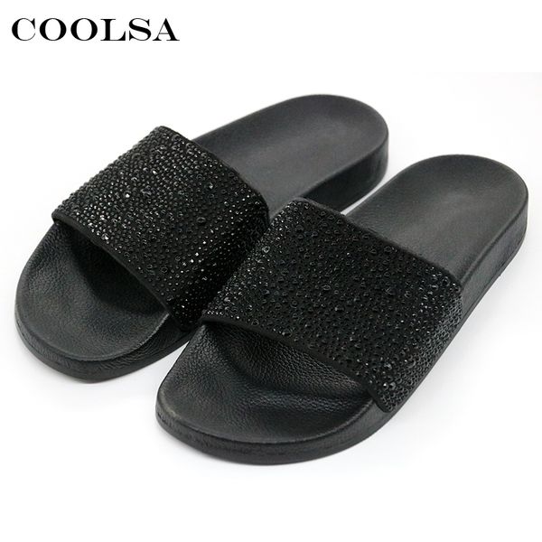 coolsa summer women slippers rhinestone bling slides flat soft home flip flops female sparkling crystal shoes beach sandals mx200425, Black
coolsa summer women slippers rhinestone bling slides flat soft home flip flops female sparkling crystal shoes beach sandals mx200425, Black