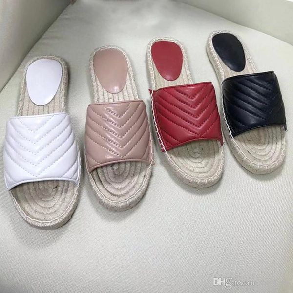 new women leather espadrille sandal designer platform shoes lady straw cord luxury slipper with the double metal big size, Black
new women leather espadrille sandal designer platform shoes lady straw cord luxury slipper with the double metal big size, Black