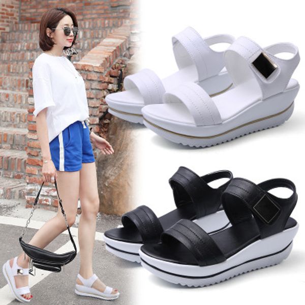 new summer fashion leather sandals sandals thick soles muffin wedges shoes rome europe station, Black
new summer fashion leather sandals sandals thick soles muffin wedges shoes rome europe station, Black