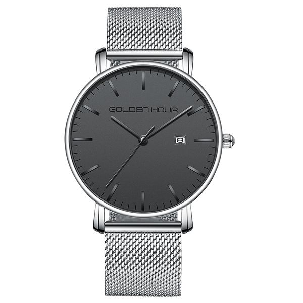 goldenhour mens fashion men sport watch waterproof wrist watches mesh steel strap male clock relogio masculino, Slivery;brown 
goldenhour mens fashion men sport watch waterproof wrist watches mesh steel strap male clock relogio masculino, Slivery;brown