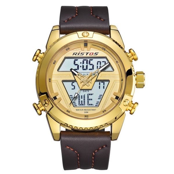 men's fashion dual display watch led individual dial genuine leather men's watches, Slivery;brown
men's fashion dual display watch led individual dial genuine leather men's watches, Slivery;brown