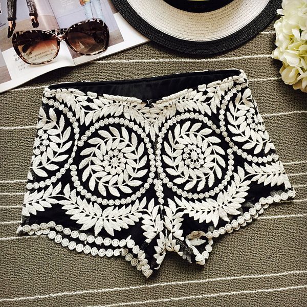 summer shorts women vintage floral lace shorts 2020 new summer casual, White;black
summer shorts women vintage floral lace shorts 2020 new summer casual, White;black