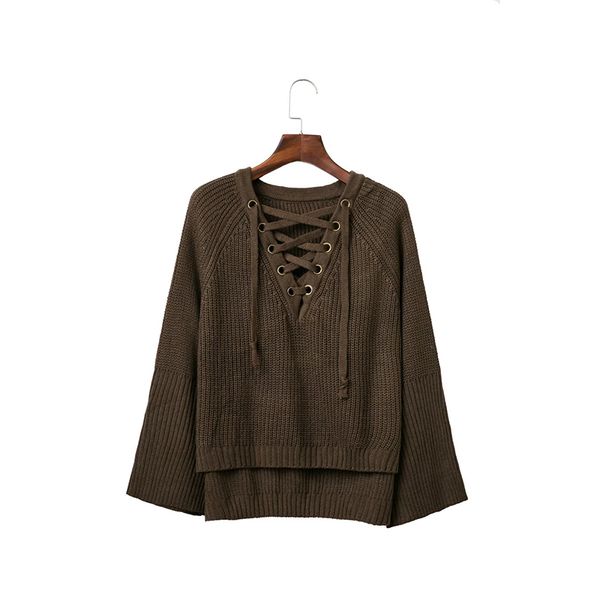 women solid knitted autumn winter sweaters flare sleeve v neck casual loose sweaters pullover knitting female, White;black
women solid knitted autumn winter sweaters flare sleeve v neck casual loose sweaters pullover knitting female, White;black