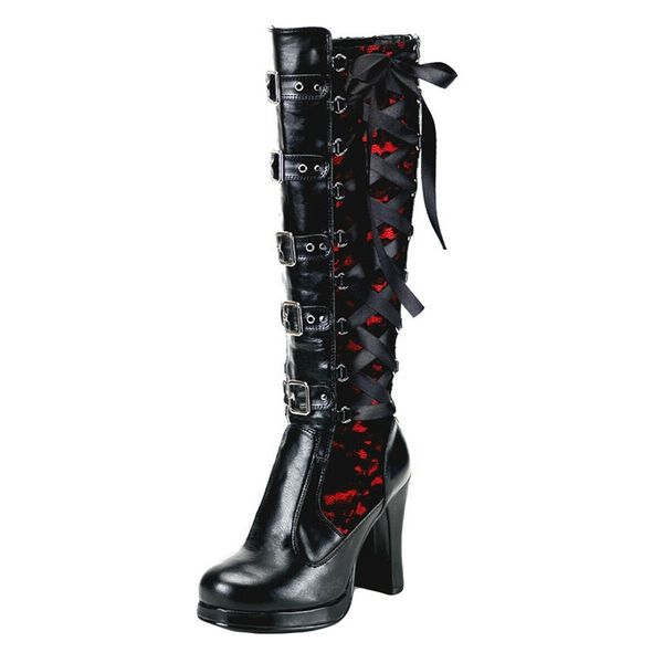 fashion women cosplay cross tied leather kneeth platform boots gothic bows shoes, Black
fashion women cosplay cross tied leather kneeth platform boots gothic bows shoes, Black