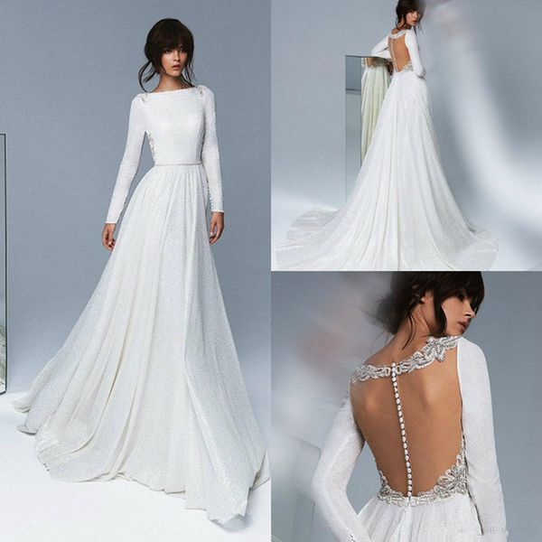 2020 boho wedding dresses a line lace glitter bateau neck sweep train beach wedding dress robes de mariée long sleeve boho bridal gowns 4511, White
2020 boho wedding dresses a line lace glitter bateau neck sweep train beach wedding dress robes de mariée long sleeve boho bridal gowns 4511, White