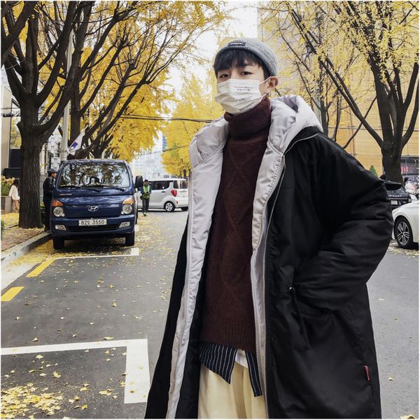 2018 winter new men's long fake two-piece hooded cotton jacket party casual warm loose youth popular coat man outwear, Black
2018 winter new men's long fake two-piece hooded cotton jacket party casual warm loose youth popular coat man outwear, Black