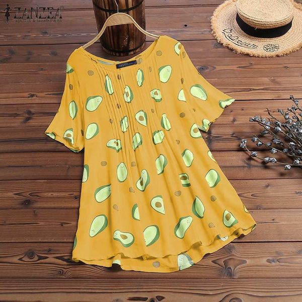 women's blouses & shirts 2021 summer short sleeve shirt zanzea fashion avocado printed blouse women casual pleated party tunic female, White
women's blouses & shirts 2021 summer short sleeve shirt zanzea fashion avocado printed blouse women casual pleated party tunic female, White