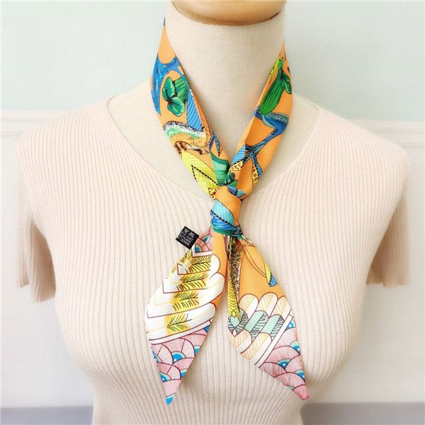 silk scarf fashion double layer silk scarf fashion men and women hair silk scarf 90*5cm