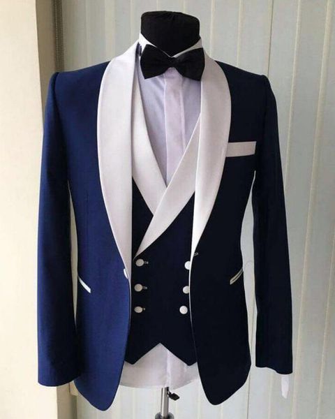 new navy men wedding suits 2019 groomsmen white shawl lapel groom tuxedos mens tuxedo wedding/prom suits 3 pieces (jacket+pants+vest+bow), Black;gray
new navy men wedding suits 2019 groomsmen white shawl lapel groom tuxedos mens tuxedo wedding/prom suits 3 pieces (jacket+pants+vest+bow), Black;gray