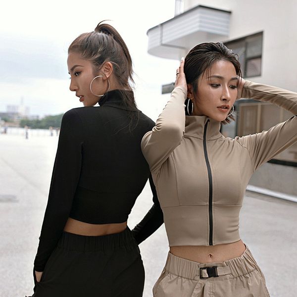 women long sleeve yoga shirt zipper sport coat running jacket gym fitness slimming crop elastic force fitness sweatshirt, Black;red
women long sleeve yoga shirt zipper sport coat running jacket gym fitness slimming crop elastic force fitness sweatshirt, Black;red