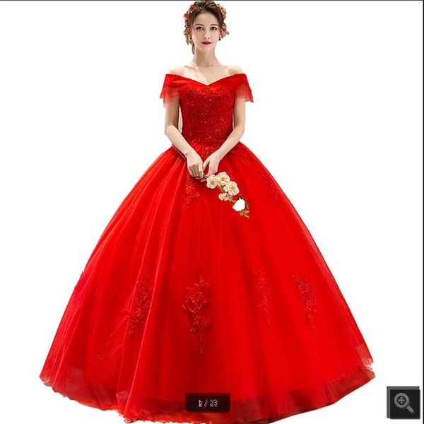 2020 new arrival red tulle ball gown wedding dress lace appliques beaded off the shoulder bridal gowns selling bride dresses, White
2020 new arrival red tulle ball gown wedding dress lace appliques beaded off the shoulder bridal gowns selling bride dresses, White