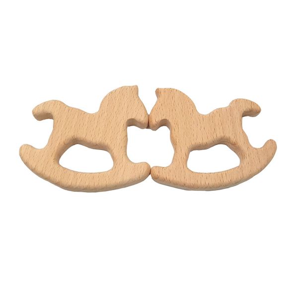 200pcs Organic Beech Wooden Trojan Shape Teether Natural Handmade Wooden Teether Diy Wooden Personalized Pendent Eco-friendly Baby Toy