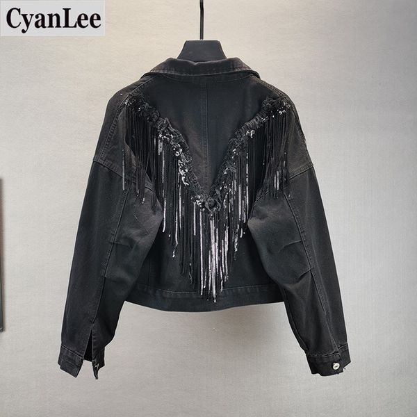 women's denim jacket coat 2020 new female black denim jacket women jean jackets outerwear fringed rivet girl, Black;brown
women's denim jacket coat 2020 new female black denim jacket women jean jackets outerwear fringed rivet girl, Black;brown