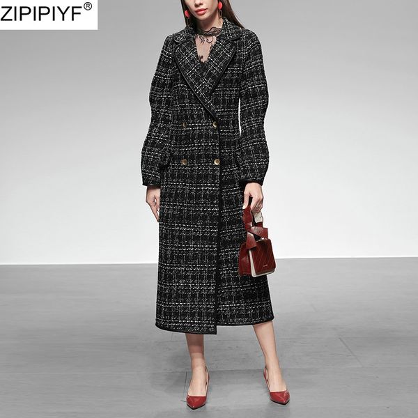 2020 women's spring streetwear plaid long-sleeved woolen coat clothes elegant turn down collar double breasted ladies overcoats, Black
2020 women's spring streetwear plaid long-sleeved woolen coat clothes elegant turn down collar double breasted ladies overcoats, Black