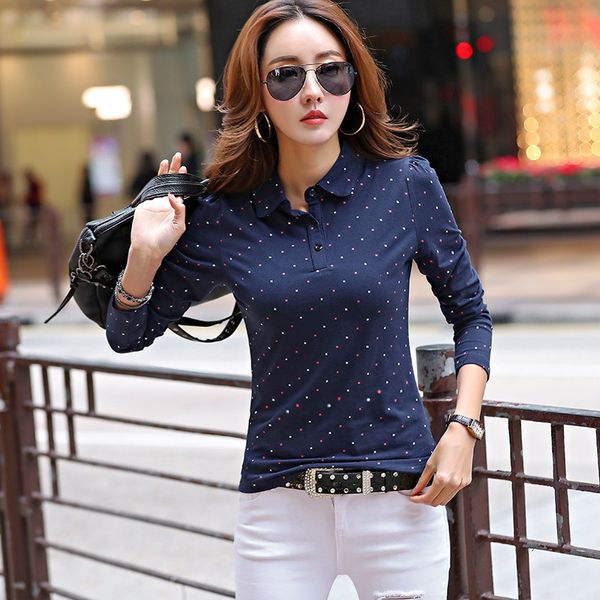 new women long sleeve s dots print casual shirt girls lady lapel knit cotton s spring autumn casual tees, White
new women long sleeve s dots print casual shirt girls lady lapel knit cotton s spring autumn casual tees, White