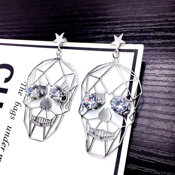dangle & chandelier vintage punk style metal hollow female skull earrings crystal star big earring fashion jewelry for women, Silver
dangle & chandelier vintage punk style metal hollow female skull earrings crystal star big earring fashion jewelry for women, Silver