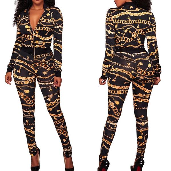 winter women jacket +pants 2 piece set gold chain print tracksuit female outfit sporting suit crop zipper sweatsuit convention, Gray
winter women jacket +pants 2 piece set gold chain print tracksuit female outfit sporting suit crop zipper sweatsuit convention, Gray