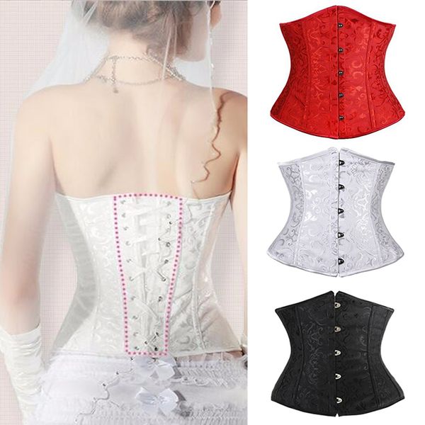 womens corset 12 plastic boned underbust waist trainer slim lace up steampumk female wedding corset 3 color, Black;white
womens corset 12 plastic boned underbust waist trainer slim lace up steampumk female wedding corset 3 color, Black;white