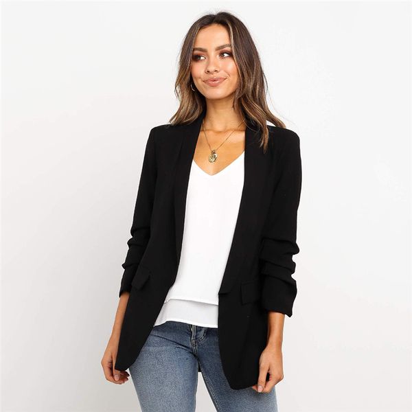 office lady style women long sleeve ol blazers elegant veste femme fashion solid plain vintage blazer feminino streetwear, White;black
office lady style women long sleeve ol blazers elegant veste femme fashion solid plain vintage blazer feminino streetwear, White;black