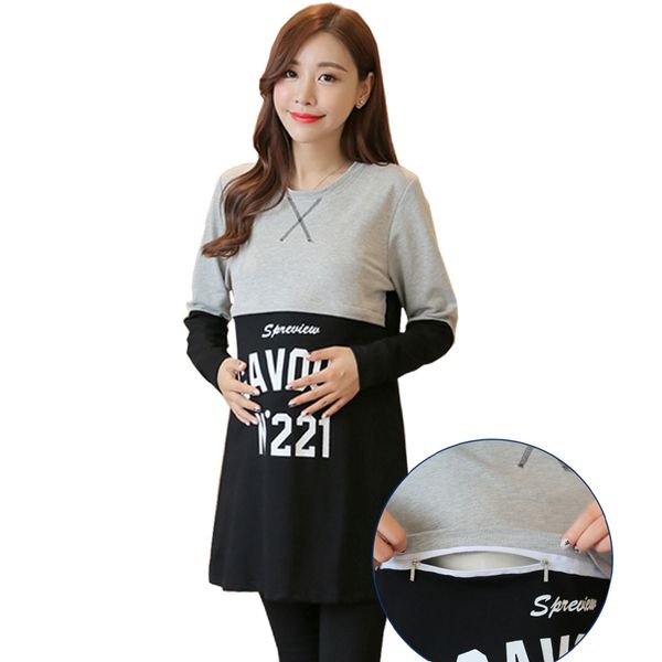 long jacket terry nursing clothes funny long sleeves casual maternity shirt women breast feeding clothes maternity sweatshirts, White
long jacket terry nursing clothes funny long sleeves casual maternity shirt women breast feeding clothes maternity sweatshirts, White
