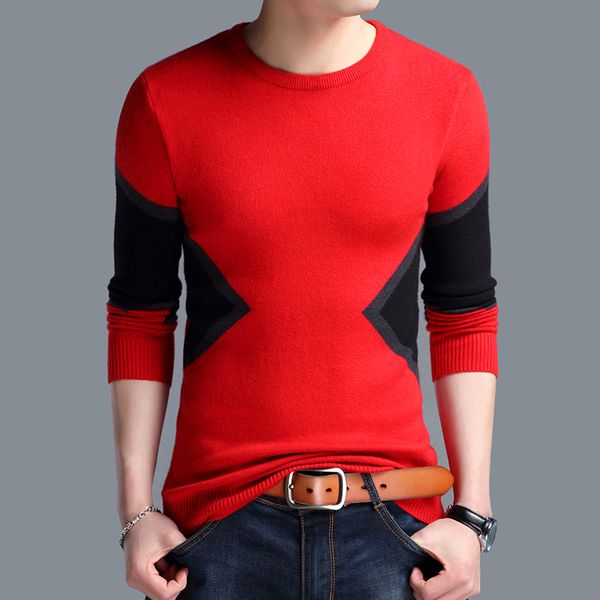 new autumn winter men's sweaters breathable slim fit men pullover contrast color knitted sweater men fashion brand clothing, White;black 
new autumn winter men's sweaters breathable slim fit men pullover contrast color knitted sweater men fashion brand clothing, White;black