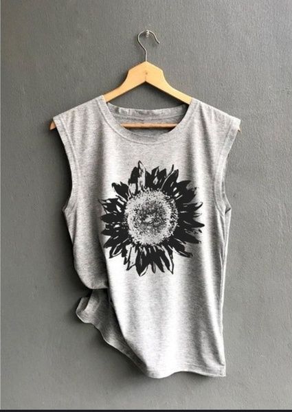 

Februaryfrost Women Sleeveless Sunflower Print T Shirt Casual Loose Tank Top Summer Fashion Blouse Shirt Free Shipping
