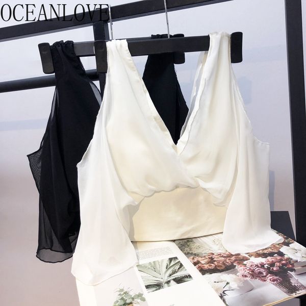 oceanlove solid chiffon blouse women spring summer short off shoulder korean shirts 2020 ins fashion blusas mujer 15141, White
oceanlove solid chiffon blouse women spring summer short off shoulder korean shirts 2020 ins fashion blusas mujer 15141, White