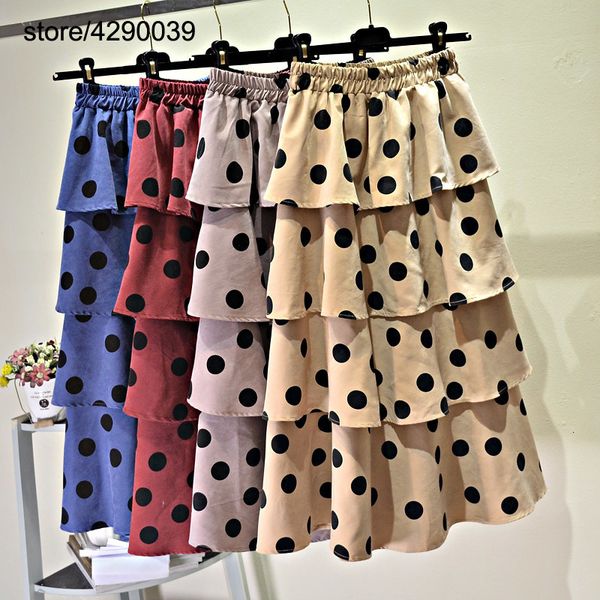 2019 spring new high waist polka dot wave skirt women's long retro multi-level cake skirt female spring clothing, Black
2019 spring new high waist polka dot wave skirt women's long retro multi-level cake skirt female spring clothing, Black