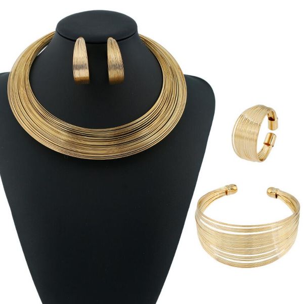 jewelry sets stripe jewelry sets gold color metal chokers bracelets earrings rings for women wedding jewelry, Slivery;golden
jewelry sets stripe jewelry sets gold color metal chokers bracelets earrings rings for women wedding jewelry, Slivery;golden