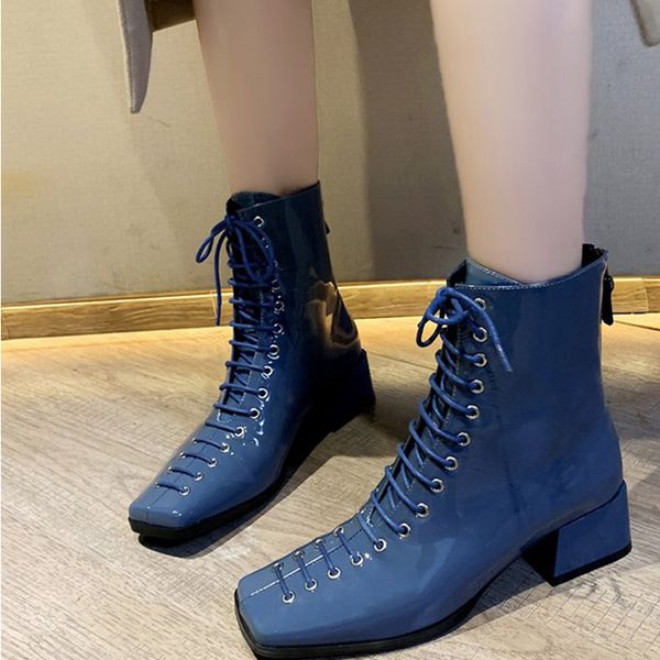 women lace up zipper ankle boots pu leather square toe ladies motorcycle boots autumn 2019 solid med square heel ladies shoes, Black
women lace up zipper ankle boots pu leather square toe ladies motorcycle boots autumn 2019 solid med square heel ladies shoes, Black